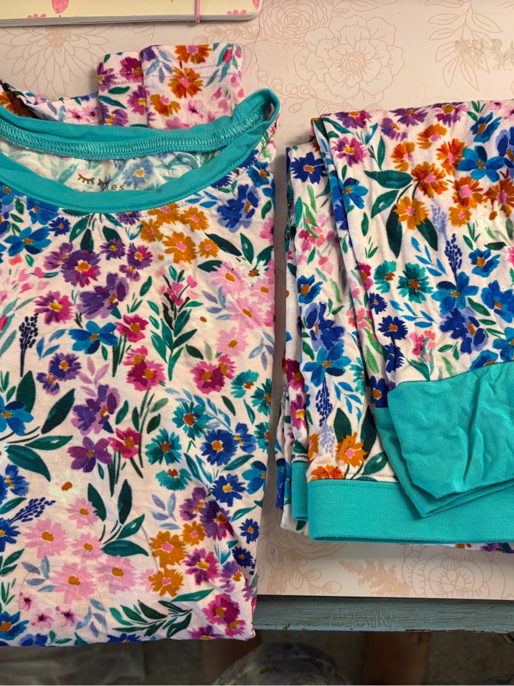 Little Sleepies Floral Pajama Set in White, Teal, Blue, Purple, Pink, Orange